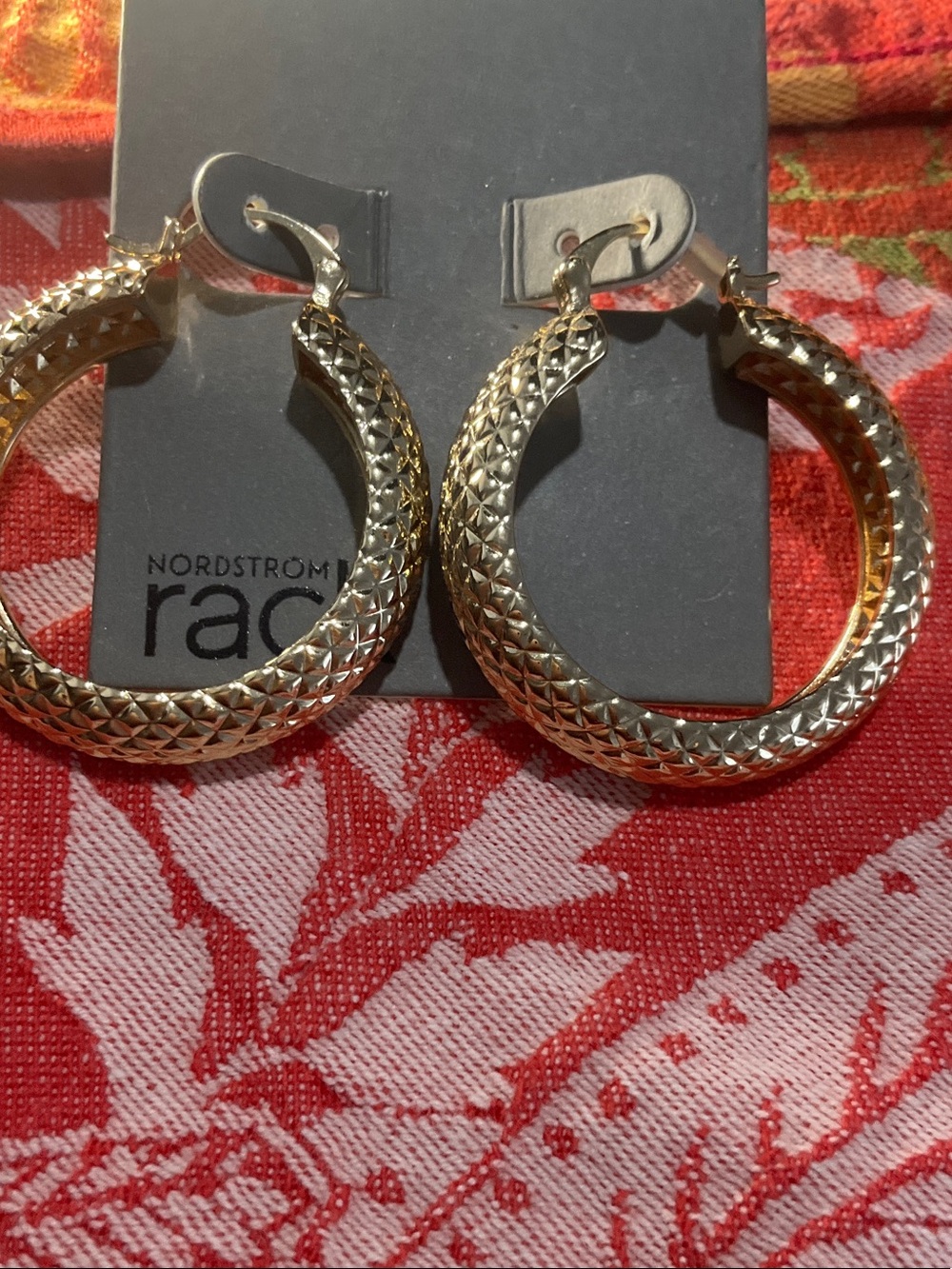 Nordstrom Gold Textured Sculpted Hoop Earrings